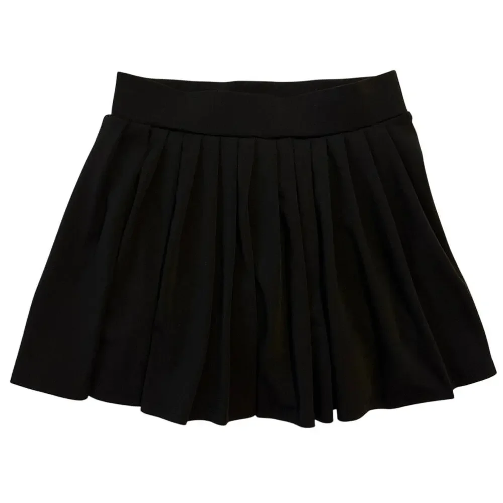 Indero Black Tennis Skort Womens Size L Pleated Feminine Pickleball Stretch Mini
